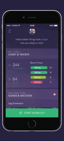 Fluid screen transitions Workout app interaction designs