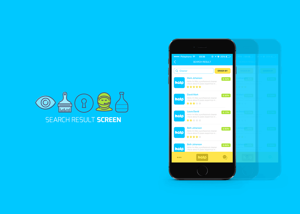 Great UX and beautiful app UI of mobile app Help for hiring any kind of help