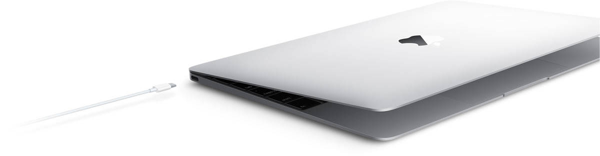 Image showing the slenderness of the MacBook 2015.