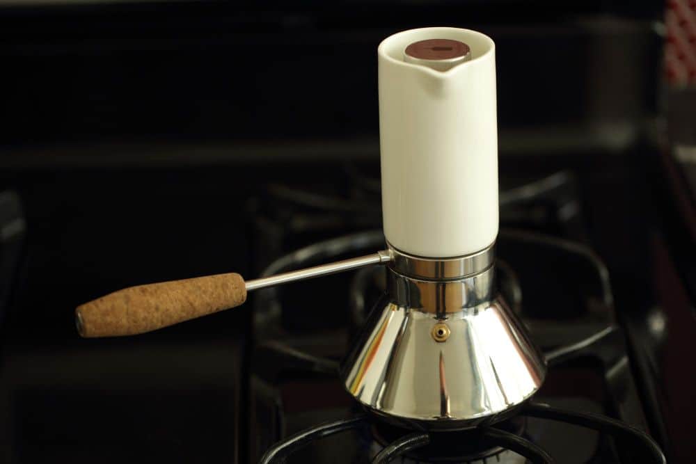 The Moka Pot by Blue Bottle is a reinvention of the traditional Italian coffee makers with a modern design.