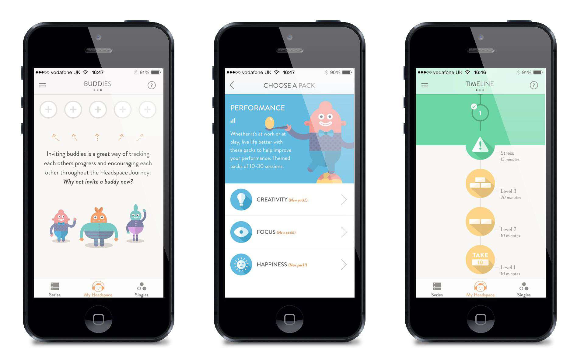 Headspace app for meditation to improve mindfulness