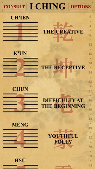 Screenshot of I Ching app for iOS