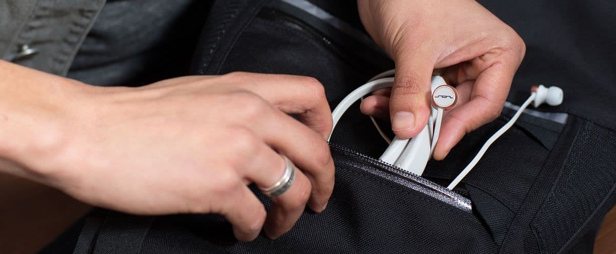 Close up look at the Shadow headphones by Sol Republic in white, small and sleek enough to fit into your pocket