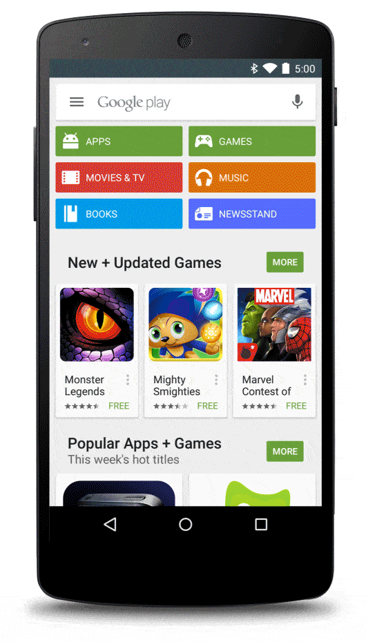 Animated gif featuring the Google Play store