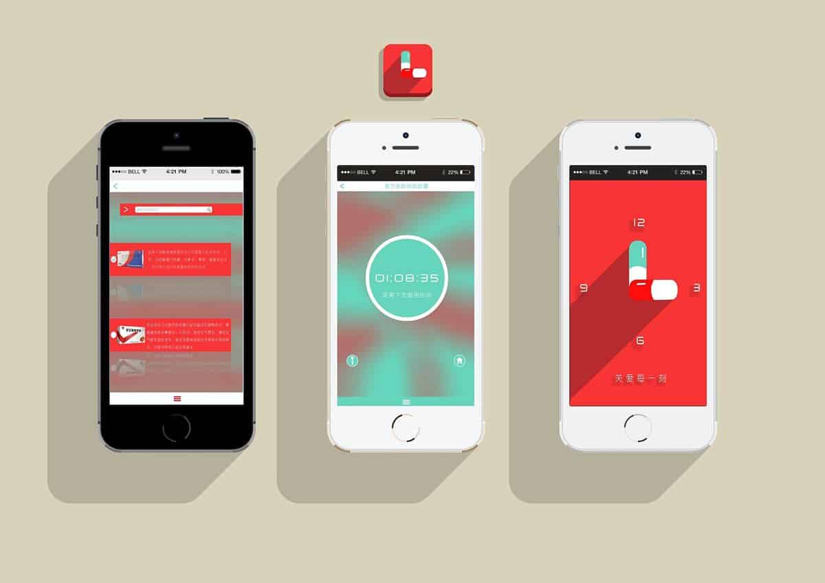 Illustration of a rapid prototype of three custom UI screens for an iOS app