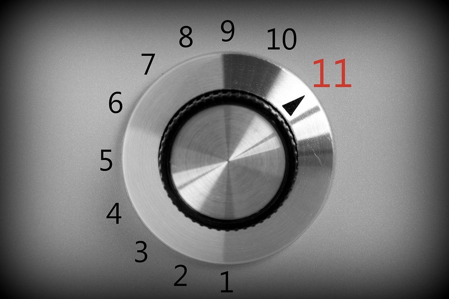 A photograph of a dial turned to 11.