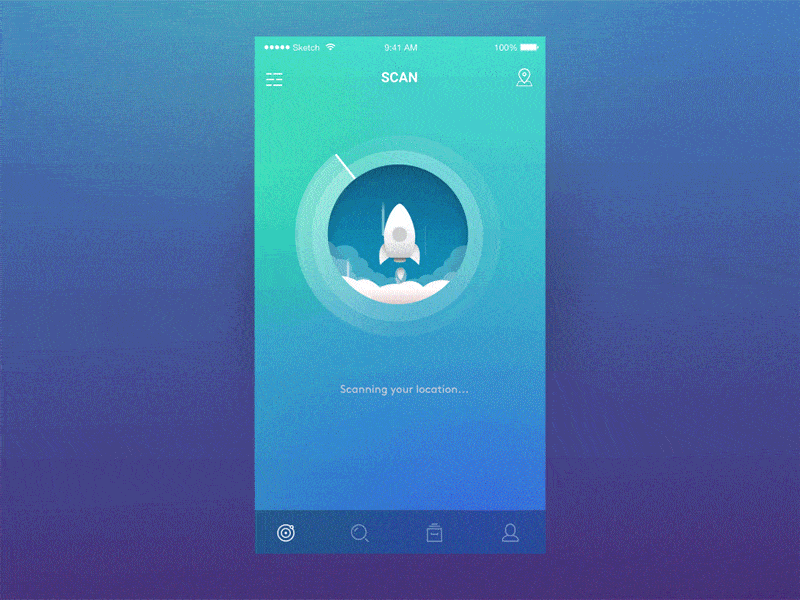 Mobile animations of location scanner app concept by Minh Pham.