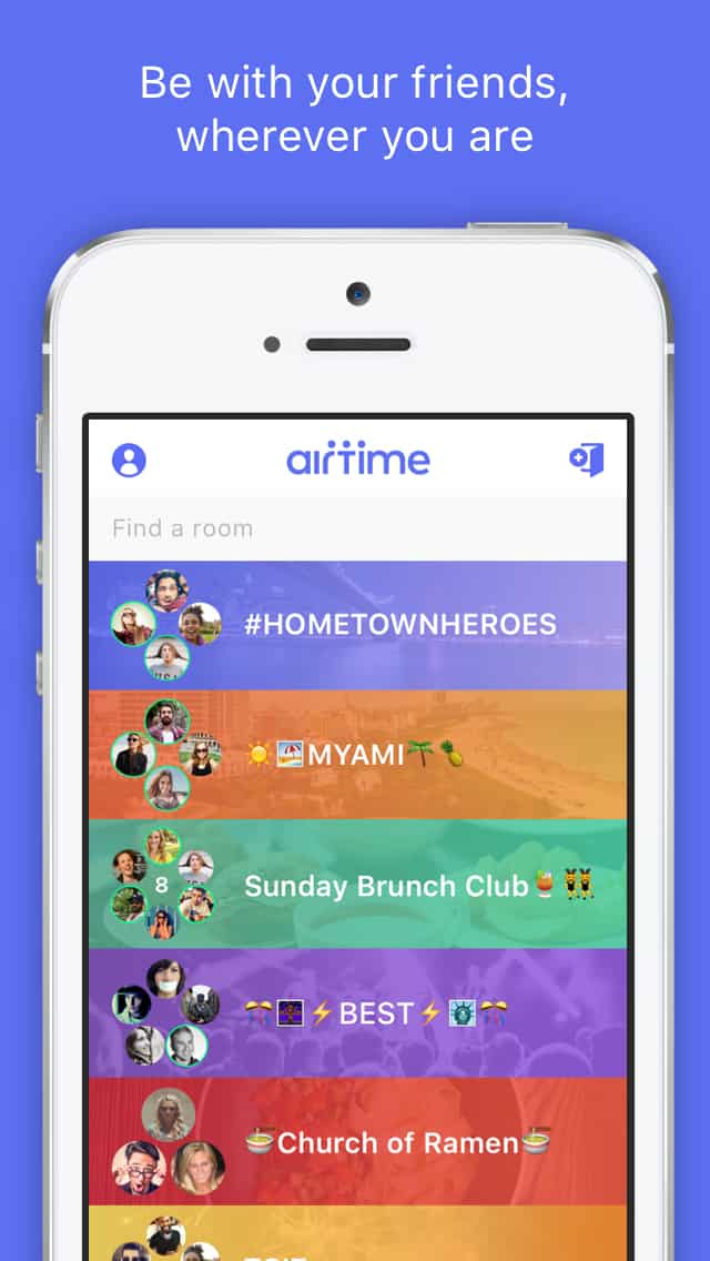 Screenshot of Airtime app's beautiful mobile UI on iPhone.