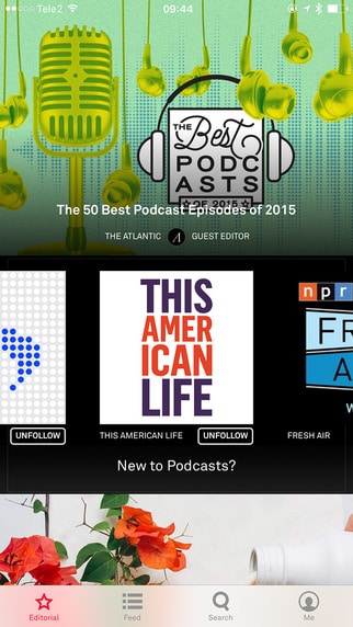 Screenshot of Aurora podcasting app on iPhone.