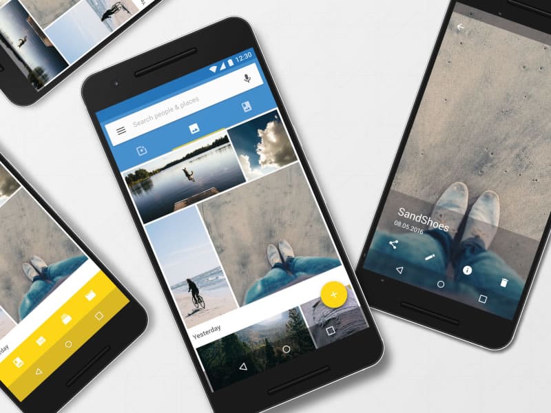 Compiled screenshots of Google Photos app redesign concept by Florian Schulte.