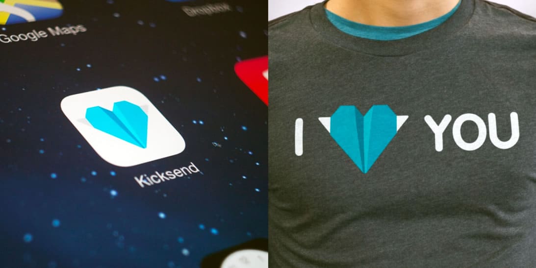 Final app icon and t-shirt design for Kicksend app by Dmitry Tsozik.