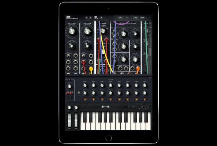 Model 15 app by Moog Music on an iPad in portrait mode.