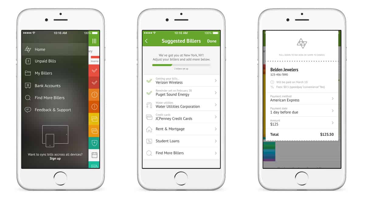 Three screenshots of Prism app design by SFCD