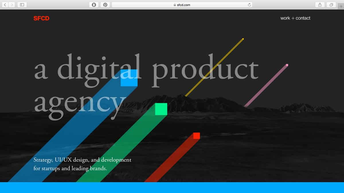 Screenshot of SFCD.com website, creative design led by Dmitry Tsozik.