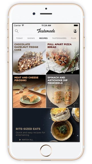 Screenshot of beautifully designed app Tastemade on iPhone.