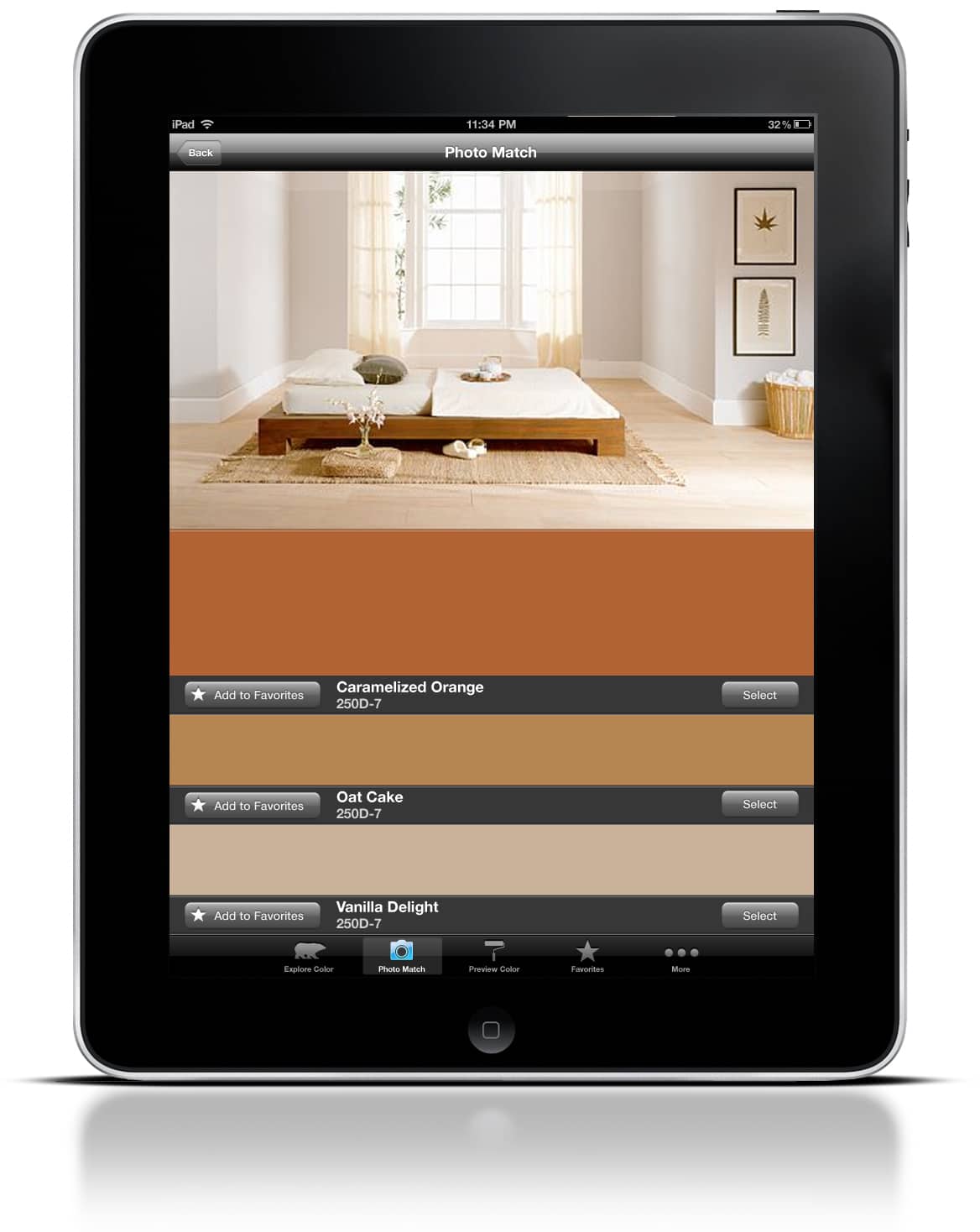 screenshot of branded mobile app Color smart by Behr on iPad.