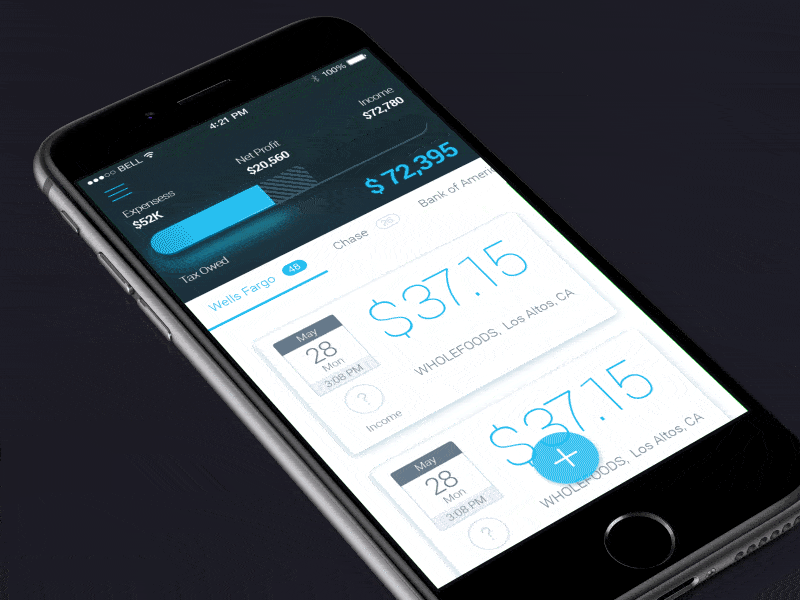 Motion design in upcoming finance app by Nikolay Apostol.