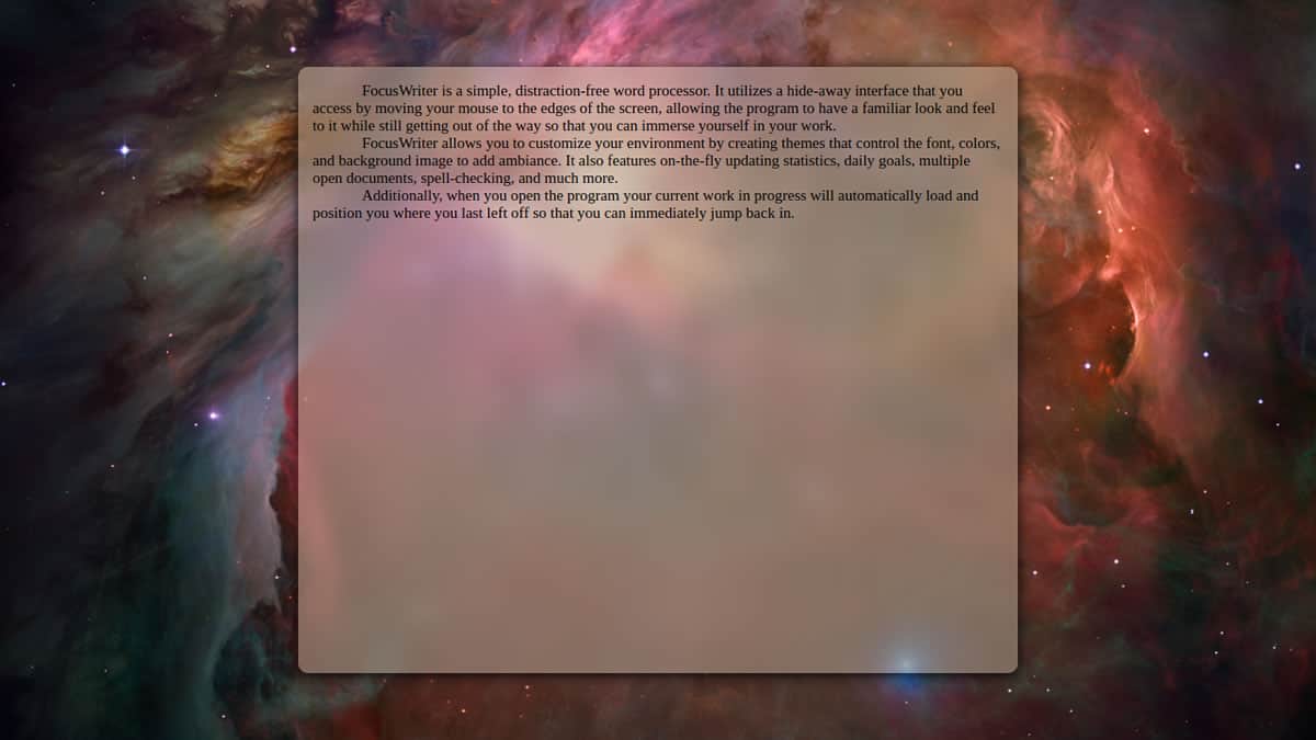 Screenshot of FocusWriter - productivity apps for oft-distracted writers.