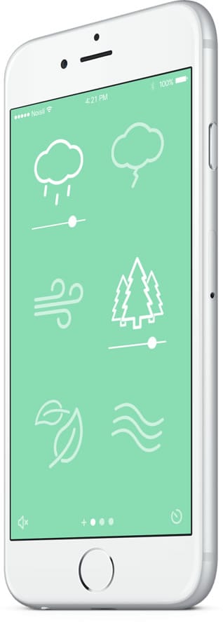 Screenshot of Noisli app for iOS - productivity apps for the scatterbrained among us.