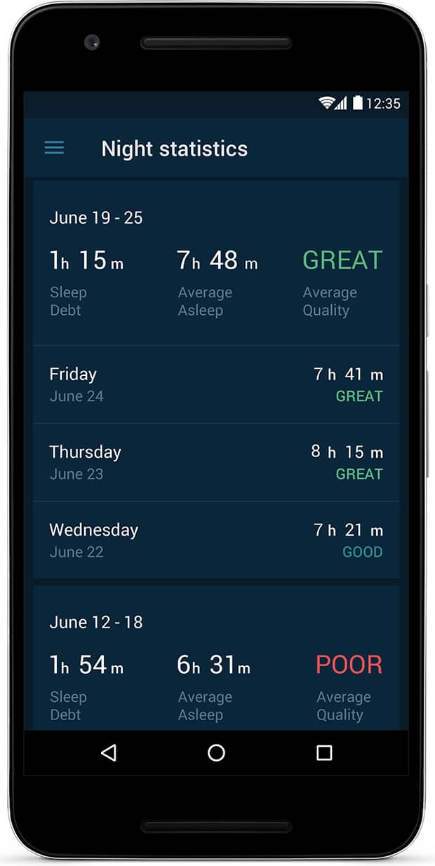 Screenshot of beautiful mobile app designs by Good Morning Alarm Clock.