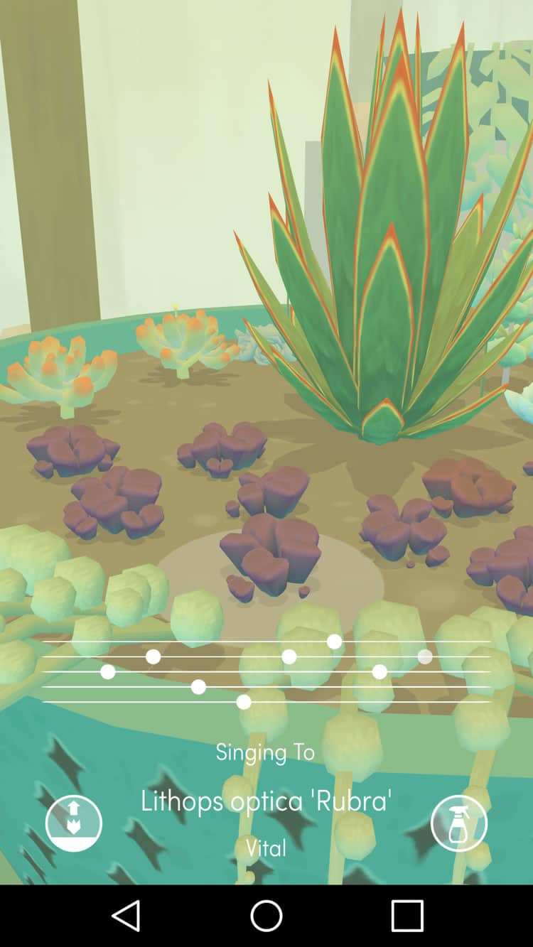 Beautiful mobile app designs by Viridi, a meditative app to virtually grow potted plants.