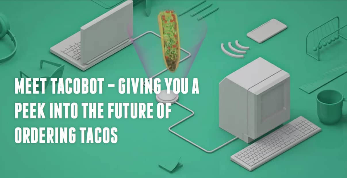 A screenshot of Taco Bell’s desktop site and chatbot feature.