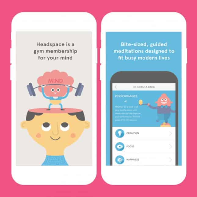 A photo of Headspace app, Top 10 Mobile App UI of September 2016