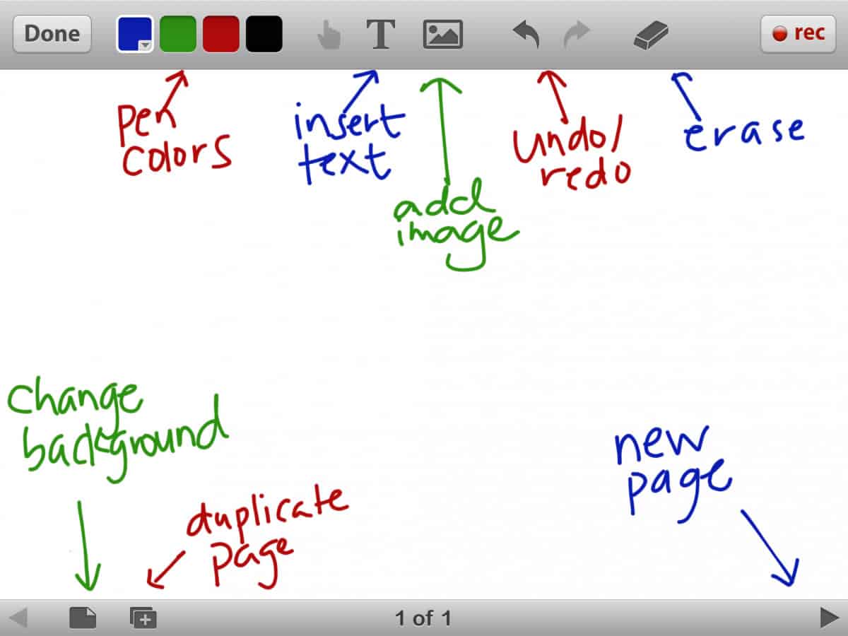 A photo of the Educreations start screen with handwritten tips.