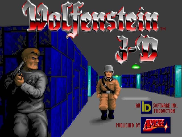 A photo of the Wolfenstein 3D splash screen.