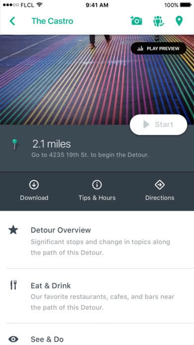 A photo of Detour app, Best Mobile App UI Designs of 2016