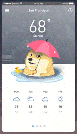 A photo of Cloudy with a Chance of Doge app, Best Mobile Interaction Designs of 2016