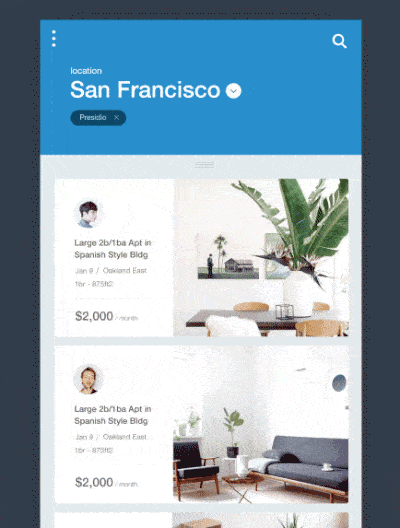 A photo of Houses for Rent app, Best Mobile Interaction Designs of 2016