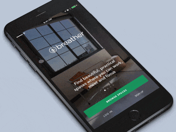 An image of Breather app, top mobile interaction design of October 2016