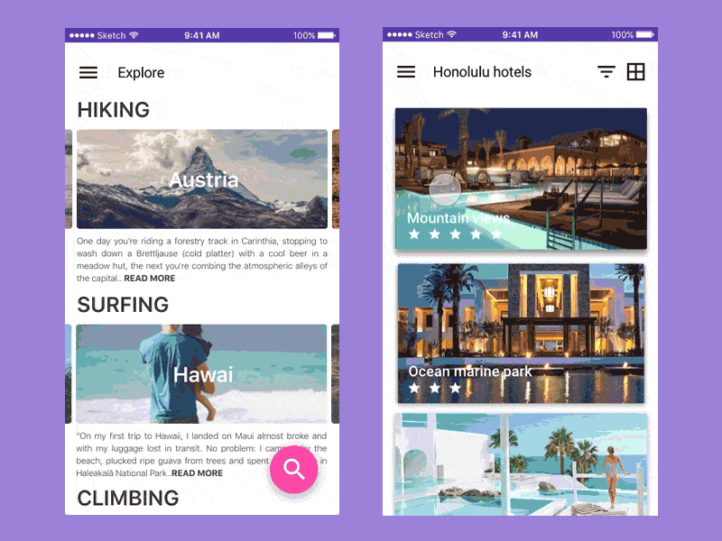 An image of Travel app concept, top mobile interaction design of October 2016