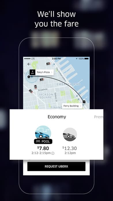 A photo of Uber app, Top 10 Mobile App UI of November 2016