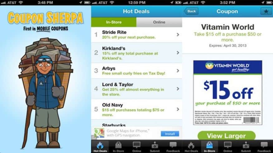A photo of Coupon Sherpa, one of many useful apps.