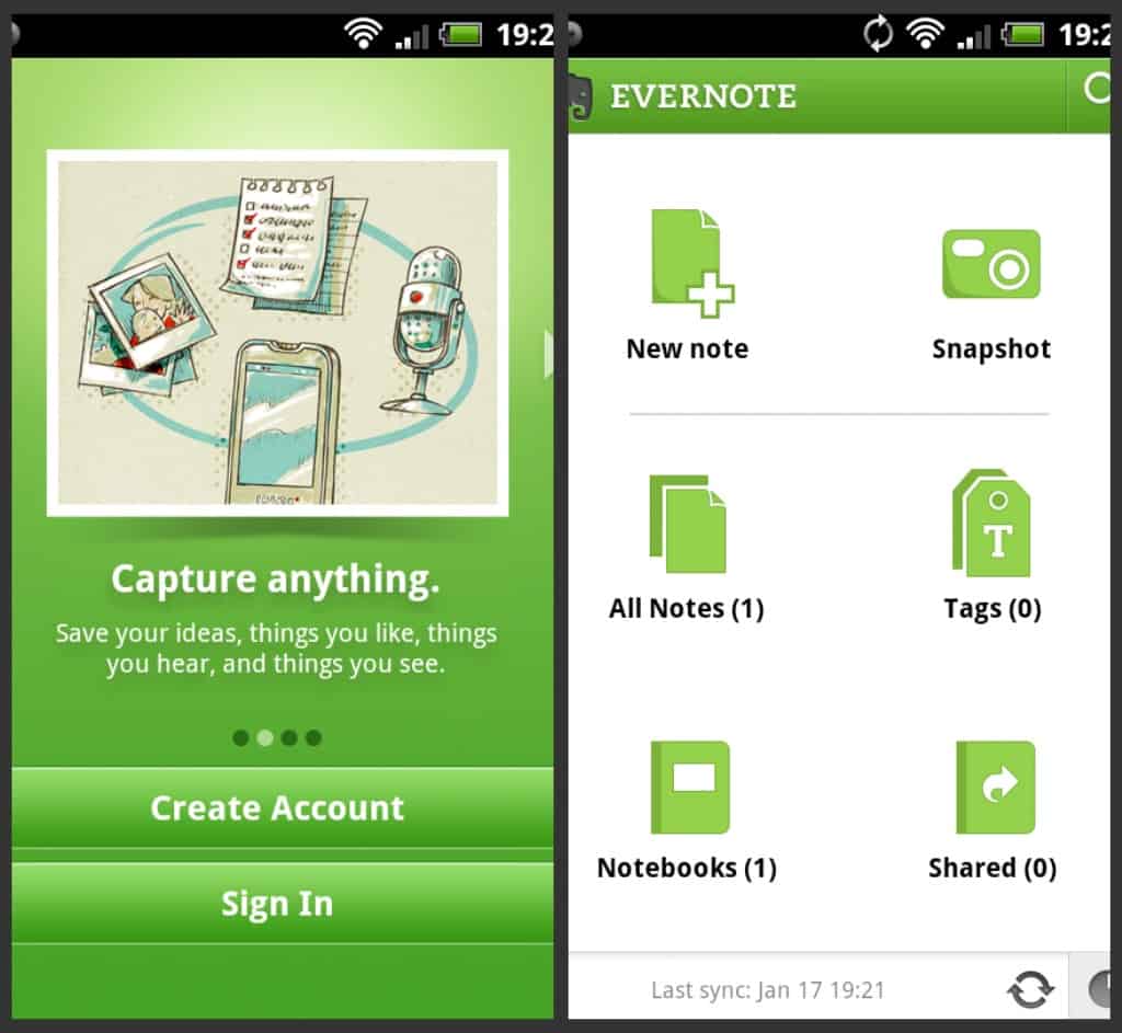A photo of Evernote, one of many useful apps.