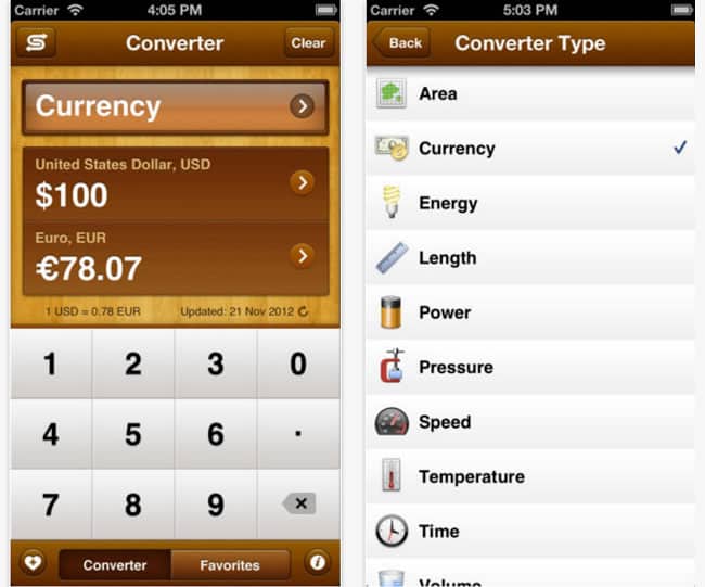 A photo of GlobeConvert, one of many useful apps.