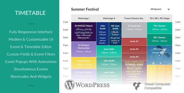A photo of the Responsive Timetable plugin backend in WordPress.