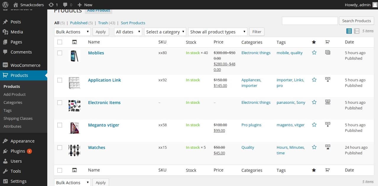 A photo of the Woocommerce product backend in WordPress.