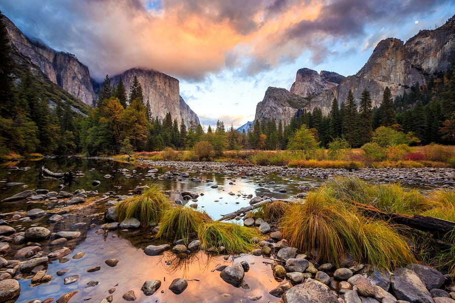 A sunrise photo of a valley in Yosemite National Park, demonstrating that color and texture can transform a visual design.