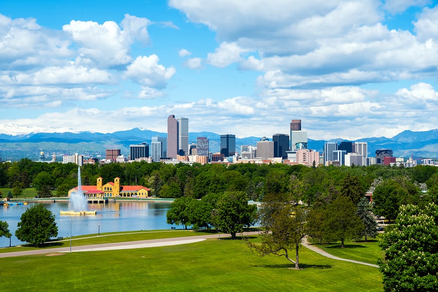 A photo of an urban park in downtown Denver, Colorado. It’s easy to find visual design inspiration in effortlessly beautiful settings.