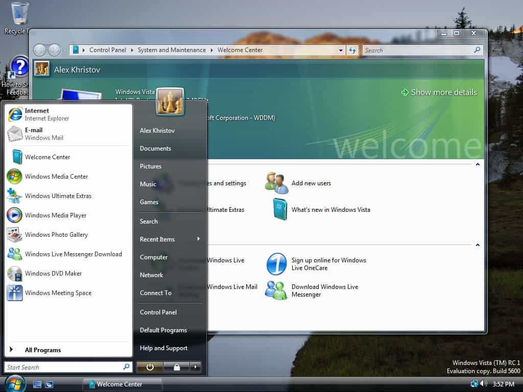 A photo of Windows Vista, which is not an example of good design.
