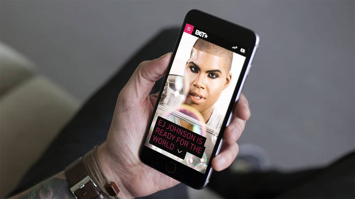 An image of a BET mockup made by Red Interactive Agency showing EJ Johnson