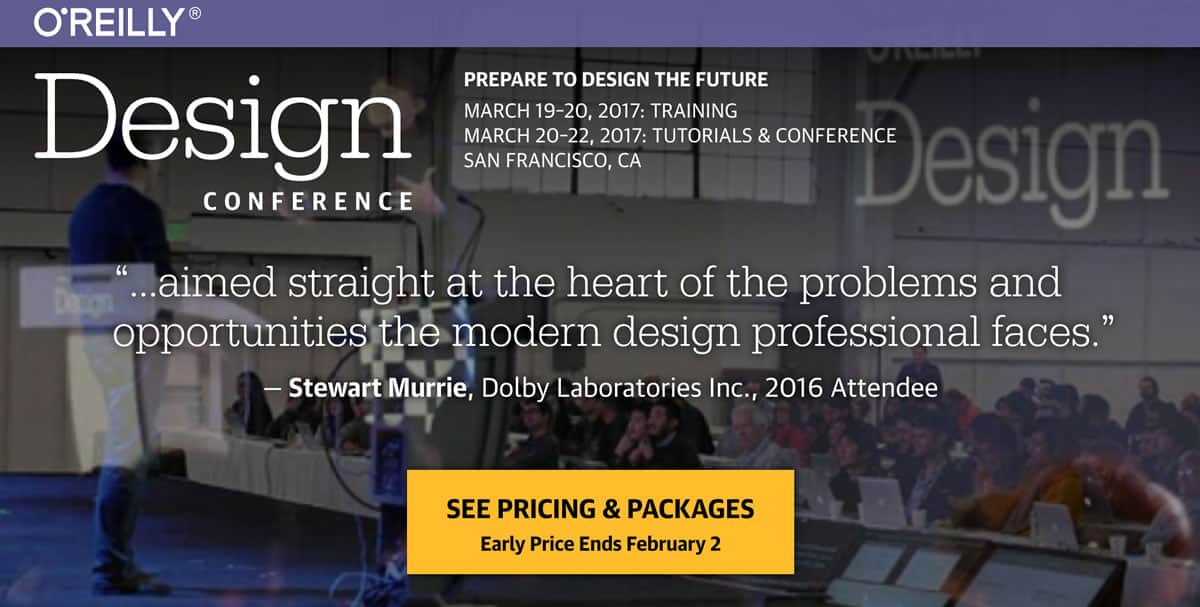 Home page for the O’Reilly Design Conference for 2017.