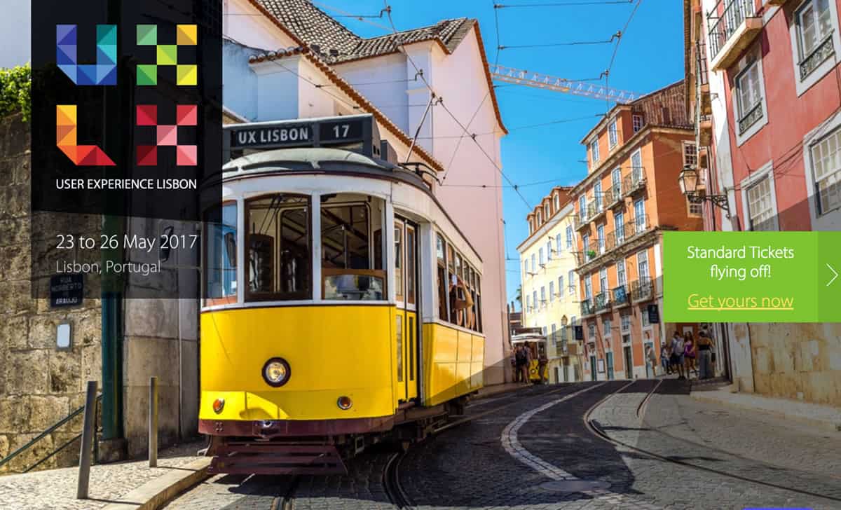 Image of the homepage for UX Lisbon 2017.