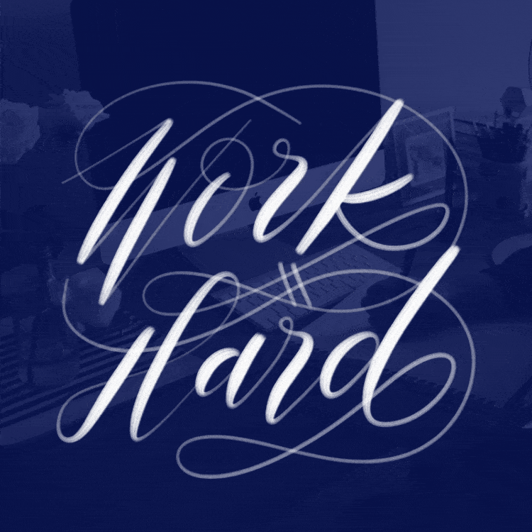 An image of “Work Hard” lettering project by Cristina Martinez, an influential female designer.