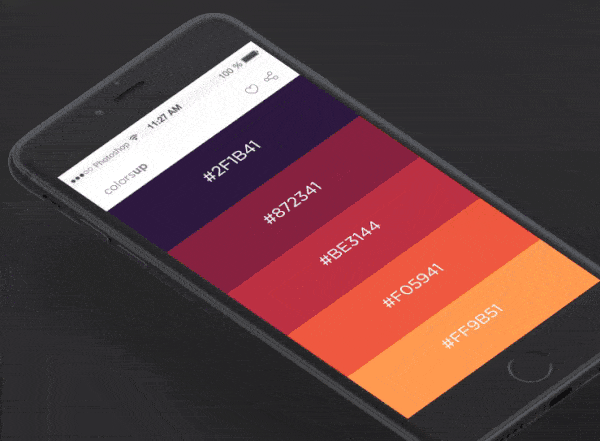 An image of the app concept Colorsup, top mobile interaction design of April 2017