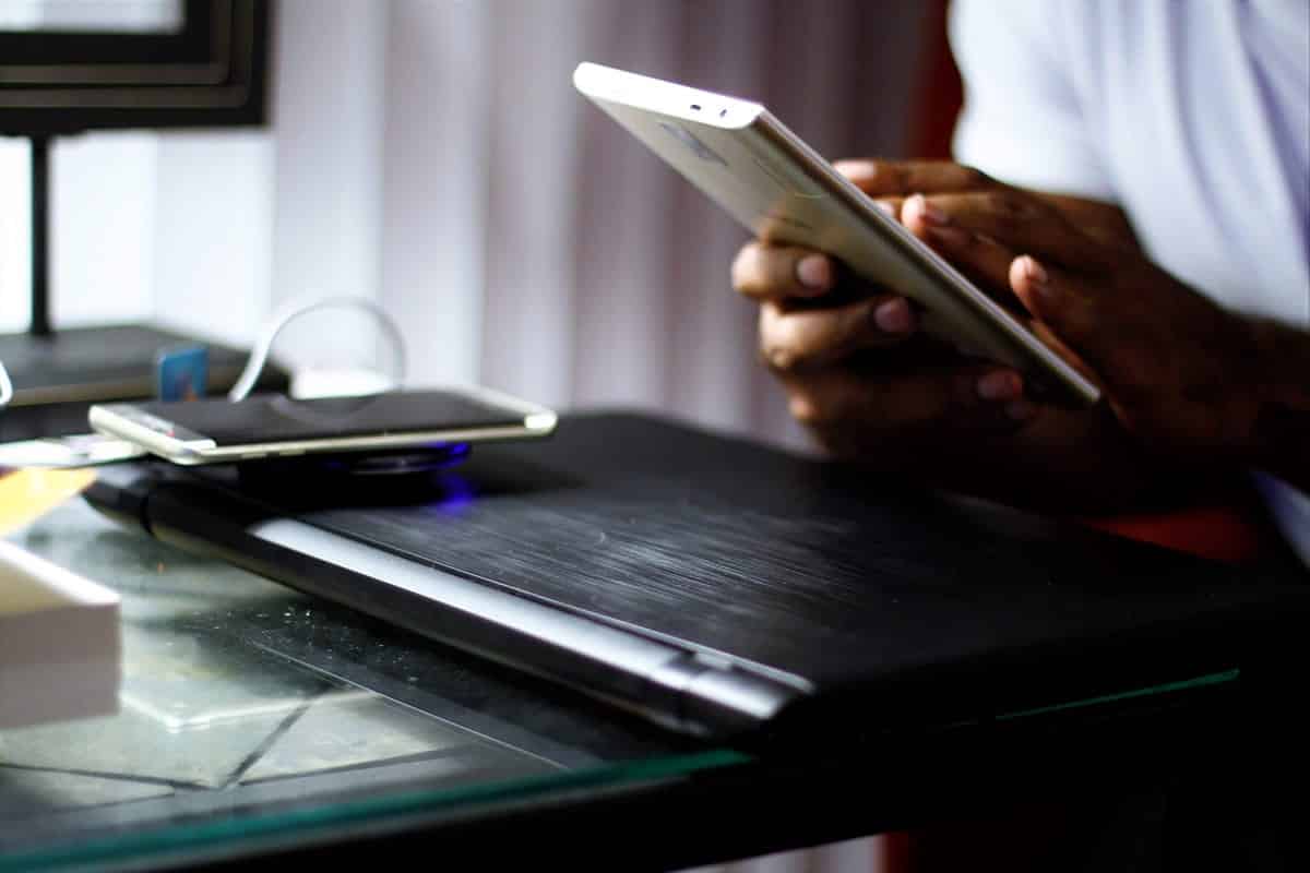 Man using a tablet.