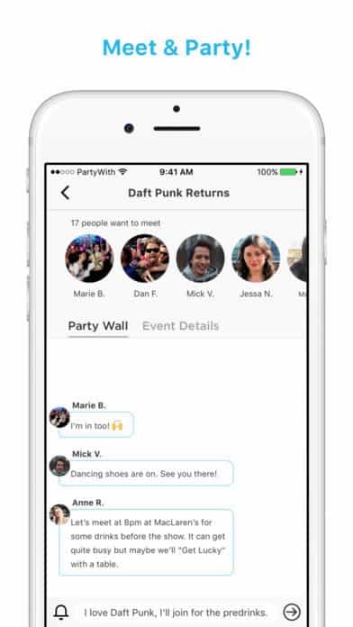 A photo of PartyWith, Top 10 Mobile App UI of October 2017